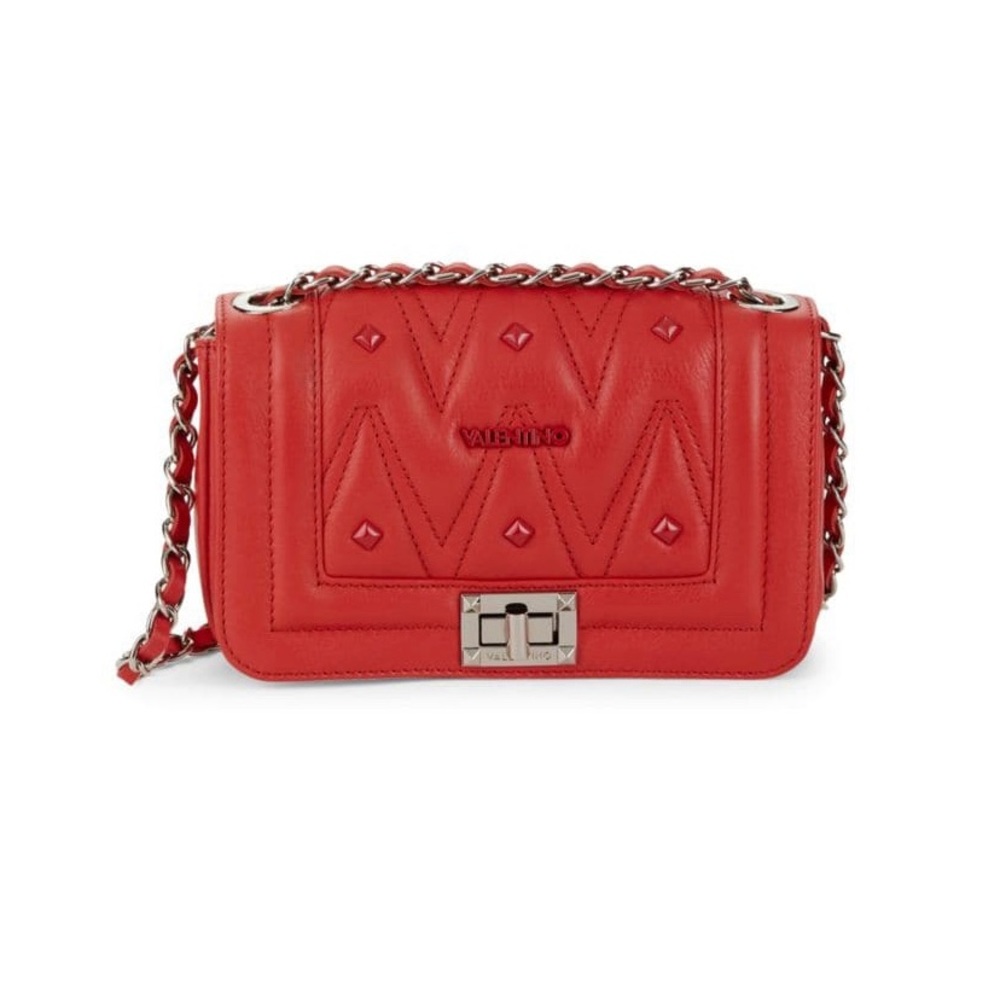 Valentino Red Quilted Leather Crossbody Handbag